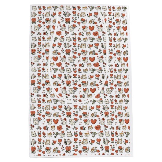 Sac cadeau pour chat et coeur : mignon et charmant (Devant)