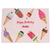 Sac cadeau pour fête d'anniversaire thème glace ro (Devant)