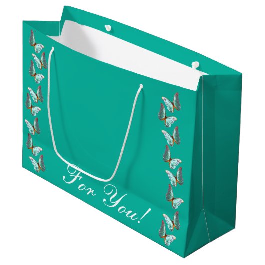 Sac cadeau pour papillon Morpho Turquoise (Devant Angle)