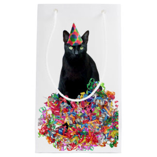 Sac cadeau pour rubans bouclés en chat noir