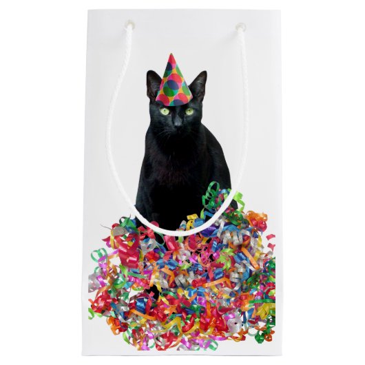 Sac cadeau pour rubans bouclés en chat noir (Devant)