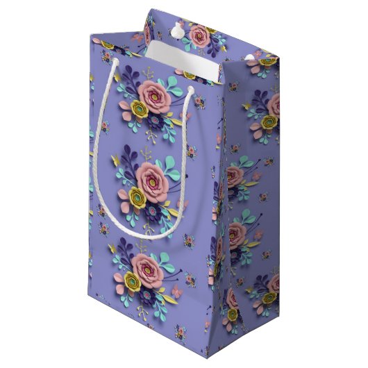 Sac cadeau Purple Floral (Devant Angle)