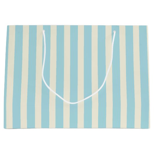 Sac cadeau rayé bleu et crème (Devant)