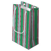 Sac Cadeau Rayé Noël Bleu Vert Classique (Dos Angle)