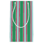 Sac Cadeau Rayé Noël Bleu Vert Classique (Devant)