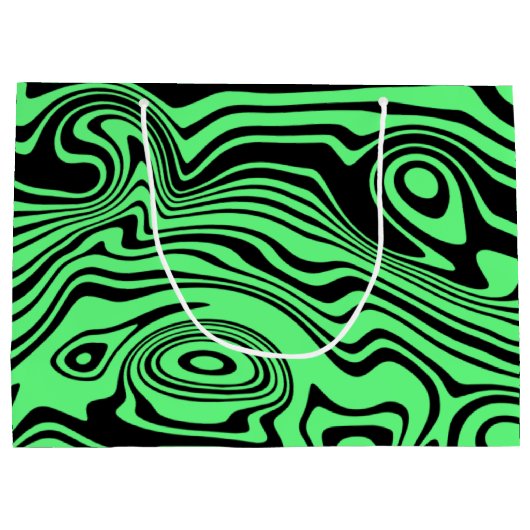 Sac cadeau rayé ondulé noir et vert (Dos)