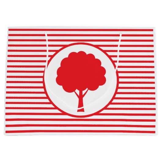 Sac Cadeau Rayures Arbre Rouge Botanique (Devant)