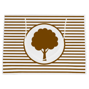 Sac Cadeau Rayures d'Arbre Brun Botanique