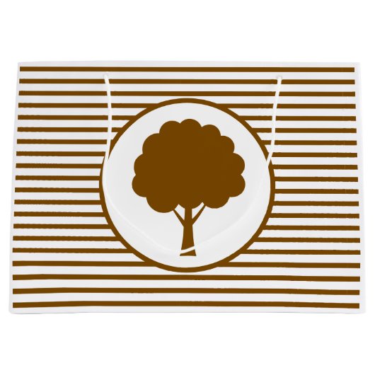 Sac Cadeau Rayures d'Arbre Brun Botanique (Devant)