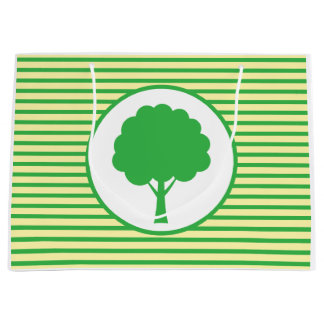 Sac Cadeau Rayures d'Arbre Vert Botanique