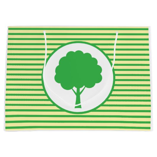 Sac Cadeau Rayures d'Arbre Vert Botanique (Devant)