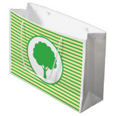 Sac Cadeau Rayures d'Arbre Vert Botanique (Devant Angle)