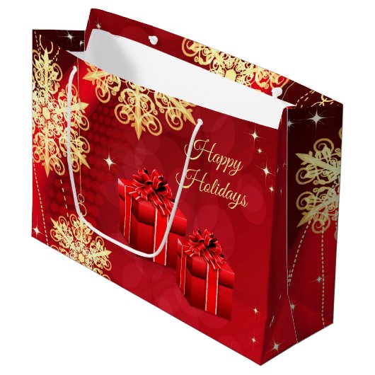 Sac cadeau Red Gold Holiday (Devant Angle)
