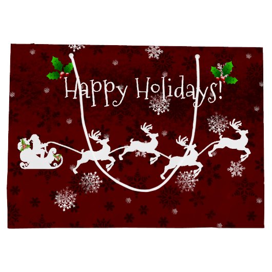 Sac cadeau Red Père Noël Sleigh and Reindeer (Dos)