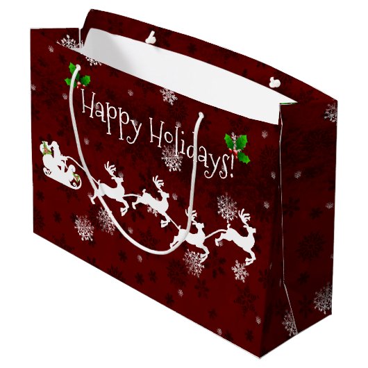 Sac cadeau Red Père Noël Sleigh and Reindeer (Dos Angle)