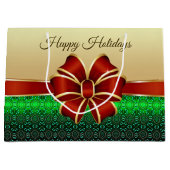 Sac cadeau Red Ribbon Gold Holiday (Devant)