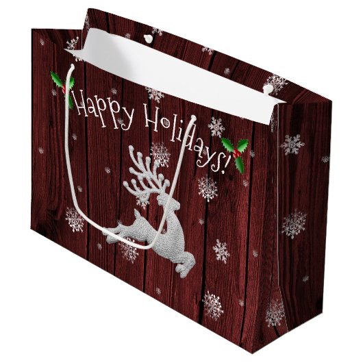 Sac cadeau Red Rustic Christmas Reindeer (Devant Angle)