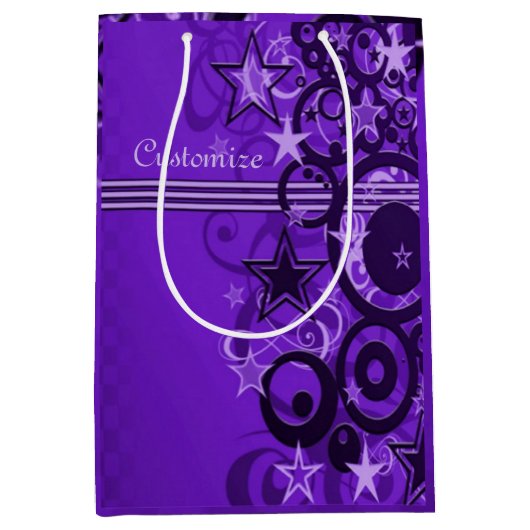 Sac cadeau Retro Circles & Étoiles violet (Devant)