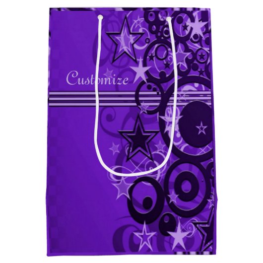 Sac cadeau Retro Circles & Étoiles violet (Dos)
