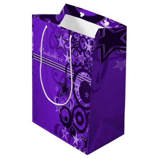 Sac cadeau Retro Circles & Étoiles violet (Dos Angle)