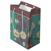 Sac cadeau rétro rose et blanc fleurs moyennes (Dos Angle)