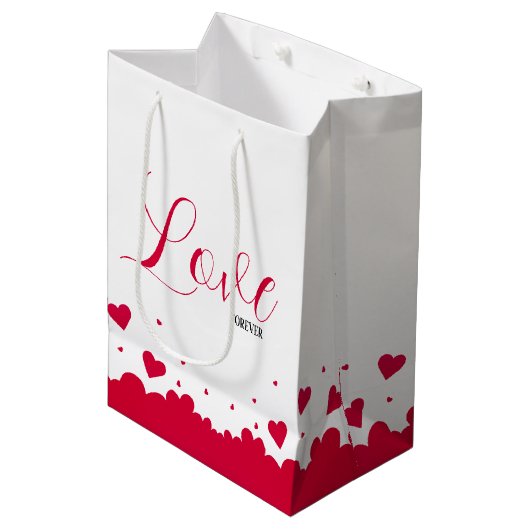 Sac cadeau Romance Red Hearts (Devant Angle)