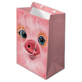 Sac cadeau rose avec cochon bébé - Smile (Devant Angle)
