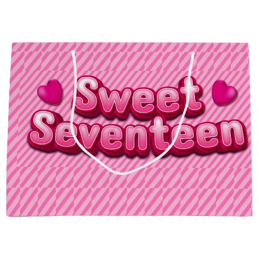 Sac cadeau rose dix-sept grande (Devant)