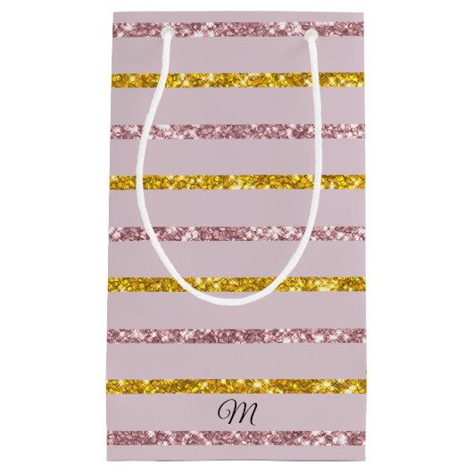 Sac cadeau rose et or Monogramme (Devant)