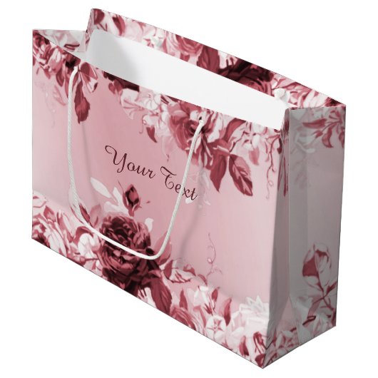 Sac cadeau rose floral (Devant Angle)
