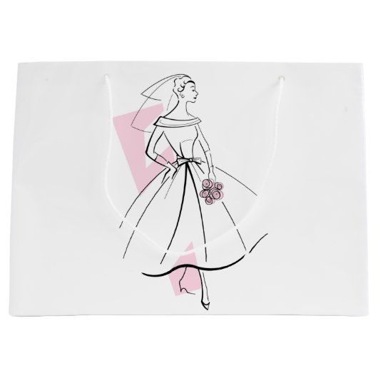 Sac cadeau rose grande mariée de mode (Devant)