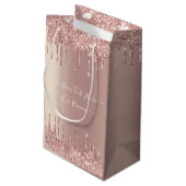 Sac cadeau rose Parties scintillant or avec nom de (Dos Angle)