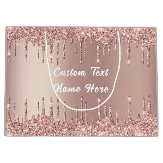 Sac cadeau rose Parties scintillant or avec nom de (Devant)