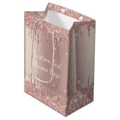 Sac cadeau rose Parties scintillant or avec texte  (Devant Angle)