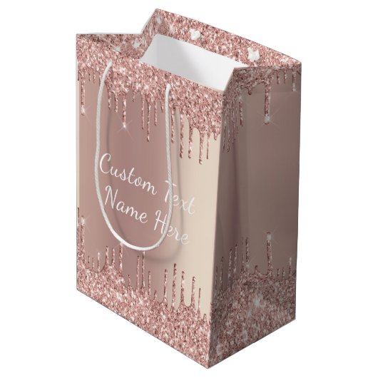 Sac cadeau rose Parties scintillant or avec texte  (Dos Angle)