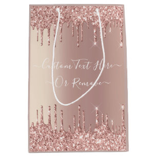 Sac cadeau rose Parties scintillant or avec texte 