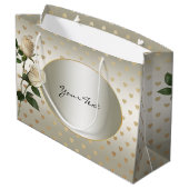Sac Cadeau Roses Blanches Cœurs Dorés (Dos Angle)