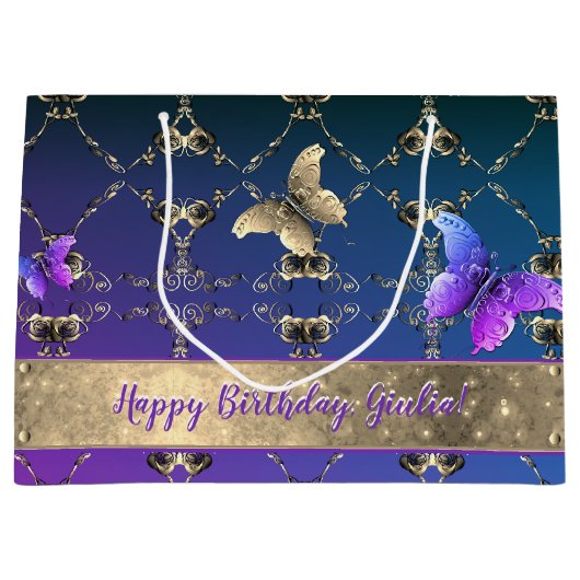 Sac cadeau Roses et papillons (Devant)