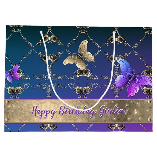 Sac cadeau Roses et papillons (Dos)