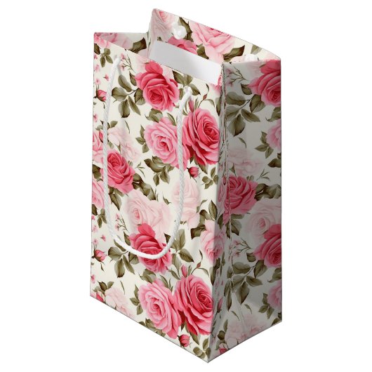 Sac cadeau Roses roses (Devant Angle)