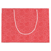 Sac cadeau rouge avec coeurs (Devant)