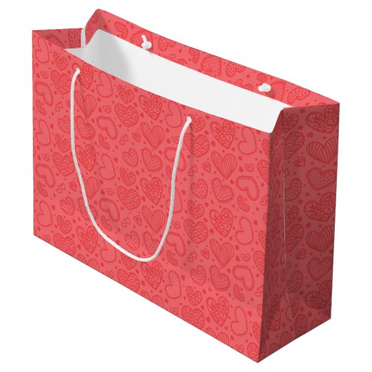 Sac cadeau rouge avec coeurs (Devant Angle)