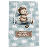 Sac Cadeau Rustique Baby shower Bleu Avec Pilote O (Devant)