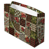 Sac cadeau Rustique Noël Patchwork rouge (Dos Angle)