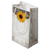 Sac cadeau Rustique Tournesol Dentelle & Burlap (Devant Angle)