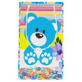 Sac cadeau Sac d'ours en peluche jaune et bleu (Devant)