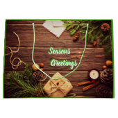 Sac cadeau saisonnier cônes de pin et épices (Devant)