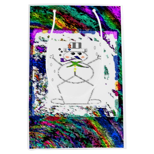 Sac cadeau "Snowman in Living Color" (Moyen) (Devant)