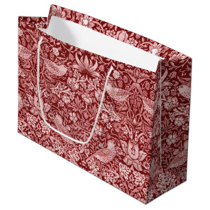 Sac Cadeau Strawberry Thief Maroon, William Morris Grand Cade