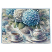 Sac cadeau Tasse à thé et Hydrangea Bleue (Devant)